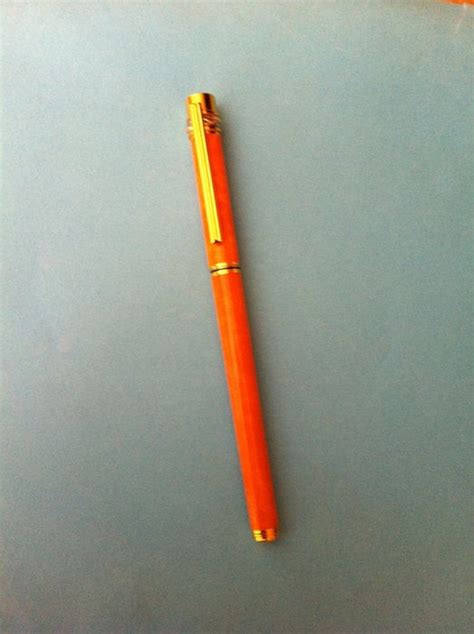 Rare Vintage Must de Cartier Trinity Orange Lacquer Fountain Pen